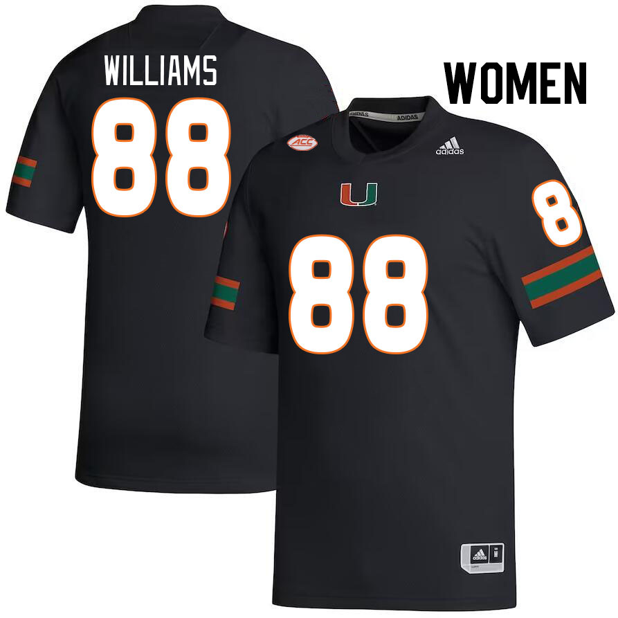 Women #88 Riley Williams Miami Hurricanes College Football Jerseys Stitched-Black - Click Image to Close